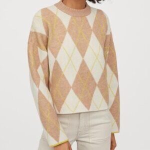 BNWT Pringle of Scotland x H&M Argyle Sweater Cropped Oversized